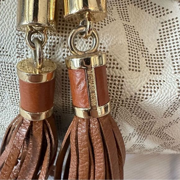 MICHAEL KORS Signature Drawstring Shoulder Bag Bedford Mercer Fulton Tote Tan - Picture 4 of 13